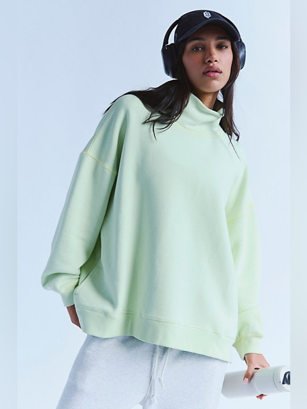 NWT! FP Free People Movement A Cut Above Mock Neck Pullover Sweatshirt Sz Large